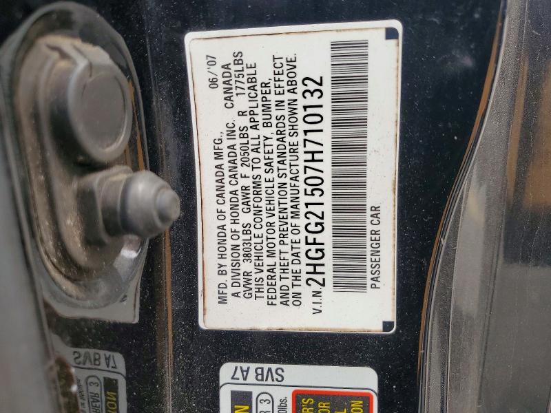 Продажа на аукционе авто 2007 Honda Civic, vin: 2HGFG21507H710132, номер лота: 66597896