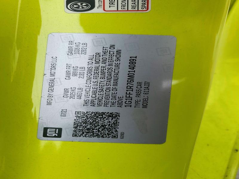 Aukcja sprzedaży 2021 Chevrolet Camaro, vin: 1G1FF1R76M0140891, numer aukcji: 66514906