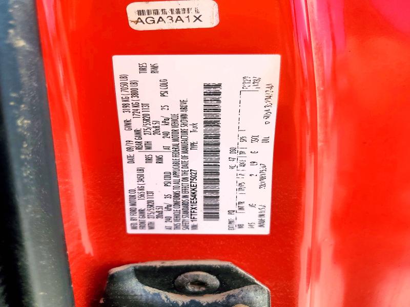 66606606 :رقم المزاد ، 1FTFX1E54KKE75027 vin ، 2019 Ford F150 مزاد بيع