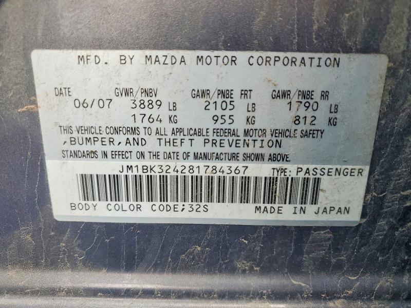 Aukcja sprzedaży 2008 Mazda 3, vin: JM1BK324281784367, numer aukcji: 63190746