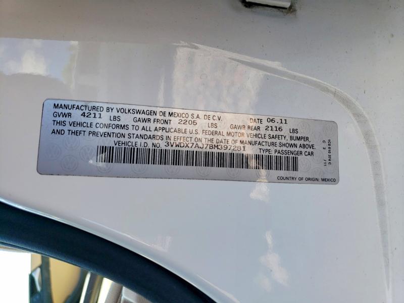 Продажа на аукционе авто 2011 Volkswagen Jetta, vin: 3VWDX7AJ7BM397281, номер лота: 63643056