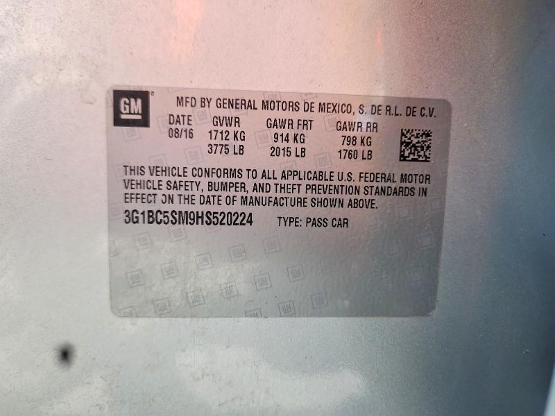 Продаж на аукціоні авто 2017 Chevrolet Cruze, vin: 3G1BC5SM9HS520224, номер лоту: 63437326