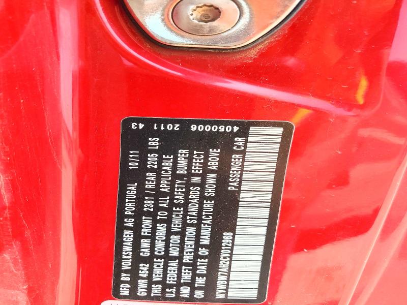 Продаж на аукціоні авто 2012 Volkswagen Eos, vin: WVWBW7AH2CV012968, номер лоту: 63587056