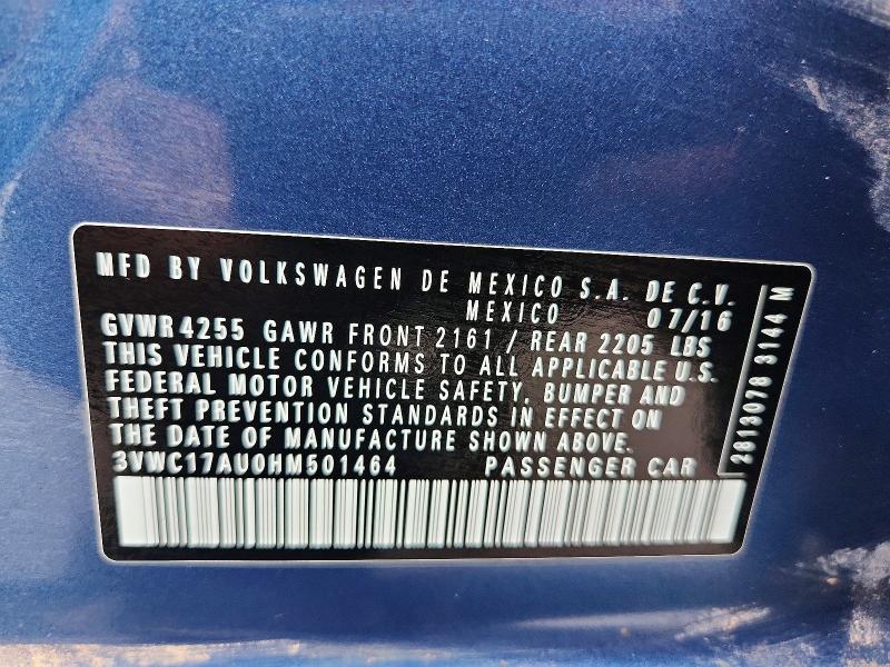 Продажа на аукционе авто 2017 Volkswagen Golf Sportwagen, vin: 3VWC17AU0HM501464, номер лота: 64932666