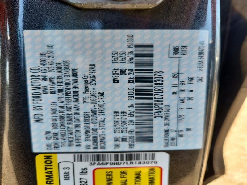 Продажа на аукционе авто 2020 Ford Fusion, vin: 3FA6P0HD7LR183078, номер лота: 64117616