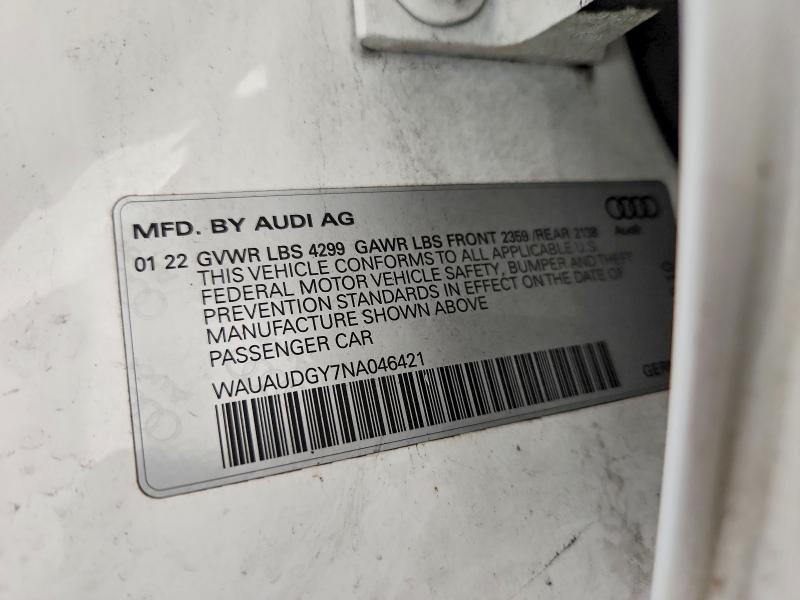 Продаж на аукціоні авто 2022 Audi A3, vin: WAUAUDGY7NA046421, номер лоту: 66314276