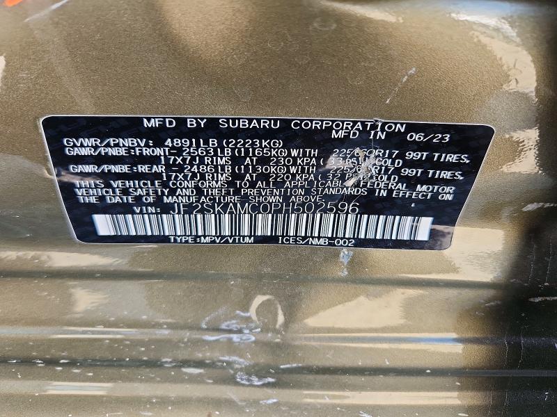 65258116 :رقم المزاد ، JF2SKAMC0PH502596 vin ، 2023 Subaru Forester مزاد بيع