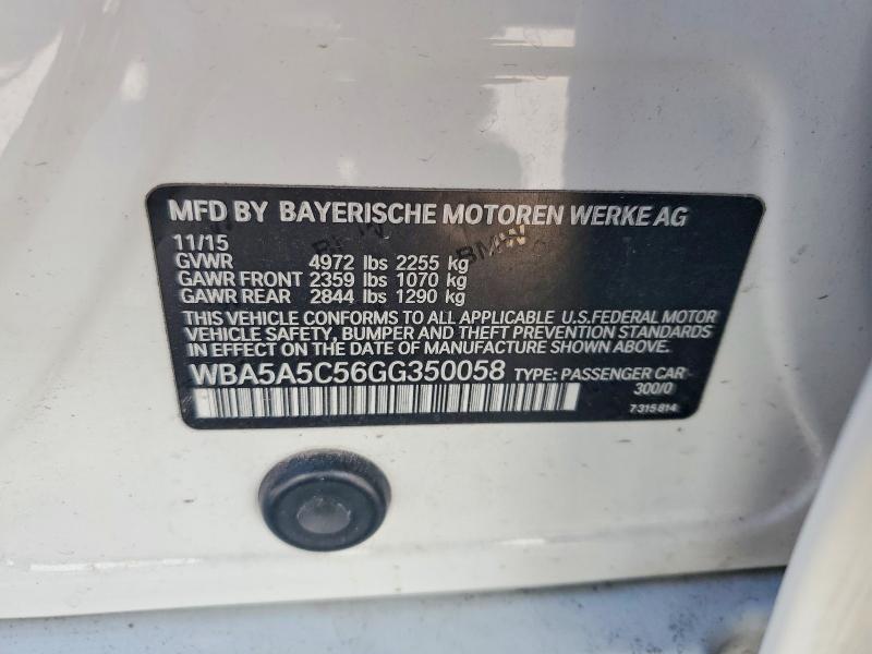 2016 Bmw 528 მანქანა იყიდება აუქციონზე, vin: WBA5A5C56GG350058, აუქციონის ნომერი: 65314746
