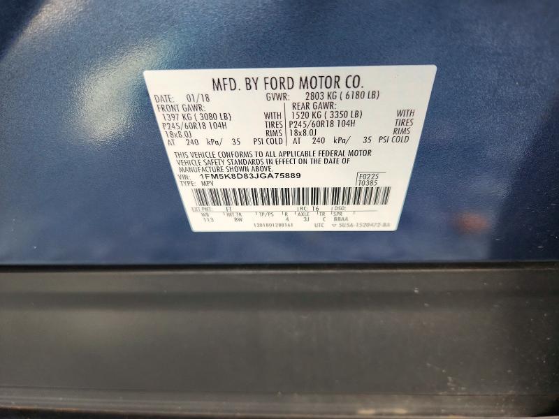 Продажа на аукционе авто 2018 Ford Explorer, vin: 1FM5K8D83JGA75889, номер лота: 64546616