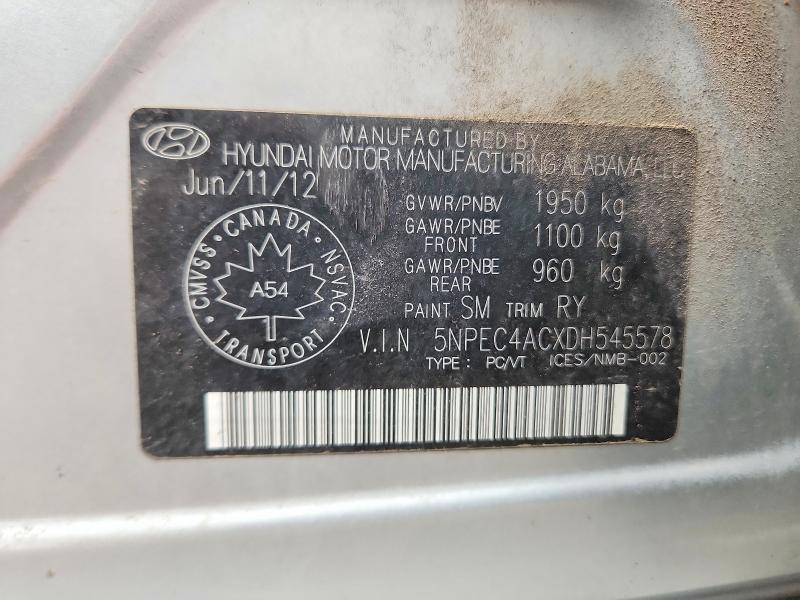 Aukcja sprzedaży 2013 Hyundai Sonata, vin: 5NPEC4ACXDH545578, numer aukcji: 64280626
