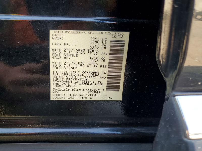 Aukcja sprzedaży 2018 Nissan Murano, vin: 5N1AZ2MH9JN198681, numer aukcji: 66382476