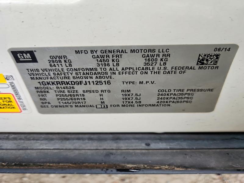 Продаж на аукціоні авто 2015 Gmc Acadia, vin: 1GKKRRKD9FJ112516, номер лоту: 66200756
