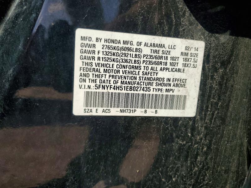 Aukcja sprzedaży 2014 Honda Pilot, vin: 5FNYF4H51EB027435, numer aukcji: 63551896