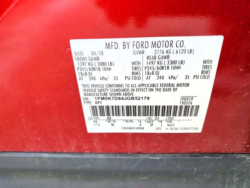 2018 Ford Explorer მანქანა იყიდება აუქციონზე, vin: 1FM5K7D84JGB52179, აუქციონის ნომერი: 63485326