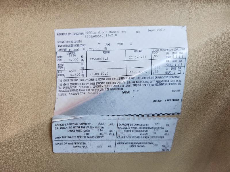 Aukcja sprzedaży 2011 Tiffin Mot Allegro, vin: 5B4MF67G4B3440932, numer aukcji: 62850066