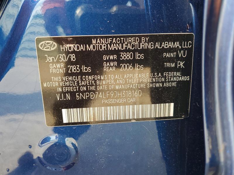 2018 Hyundai Elantra მანქანა იყიდება აუქციონზე, vin: 5NPD74LF9JH318160, აუქციონის ნომერი: 67185196