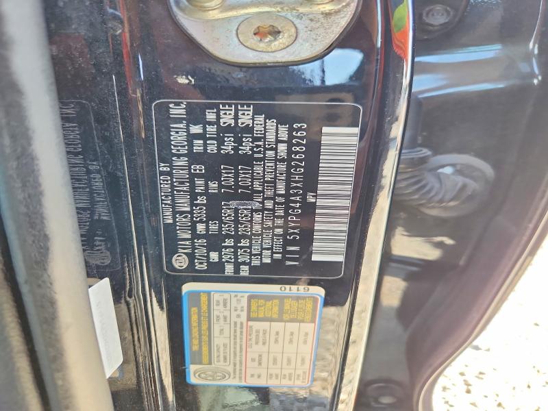 66516076 :رقم المزاد ، 5XYPG4A3XHG268263 vin ، 2017 Kia Sorento مزاد بيع