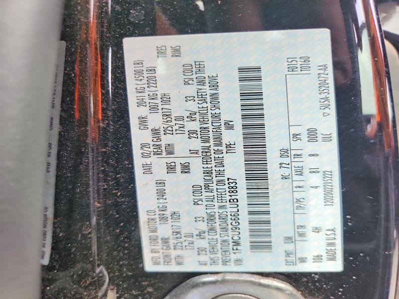 Продаж на аукціоні авто 2020 Ford Escape, vin: 1FMCU9G66LUB18837, номер лоту: 65536526