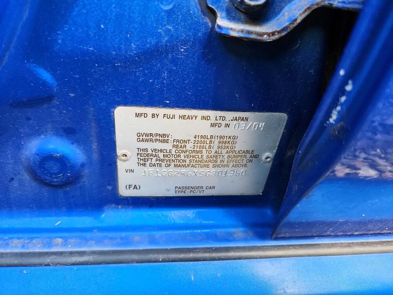 Aukcja sprzedaży 2005 Subaru Impreza, vin: JF1GG296X5G801360, numer aukcji: 62382806