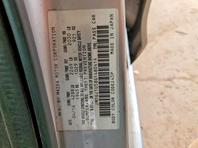 2016 Mazda 6 მანქანა იყიდება აუქციონზე, vin: JM1GJ1U58G1480414, აუქციონის ნომერი: 63011326