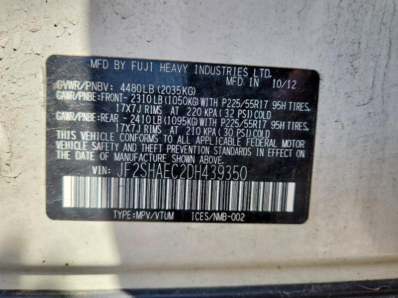 Продажа на аукционе авто 2013 Subaru Forester, vin: JF2SHAEC2DH439350, номер лота: 63953636
