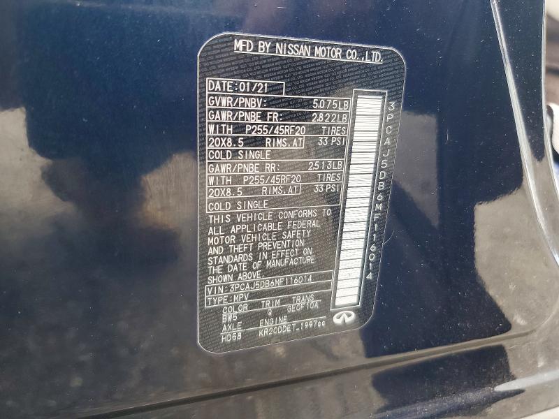 Продаж на аукціоні авто 2021 Infiniti Qx50, vin: 3PCAJ5DB6MF116014, номер лоту: 65716656