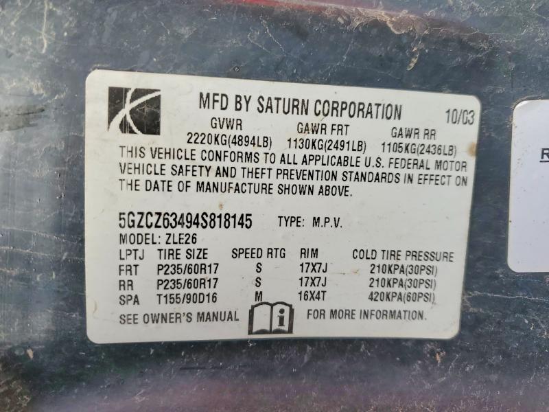 Продаж на аукціоні авто 2004 Saturn Vue, vin: 5GZCZ63494S818145, номер лоту: 63391126