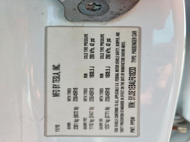 64443996 :رقم المزاد ، 5YJ3E1EB4LF618233 vin ، 2020 Tesla Model 3 مزاد بيع