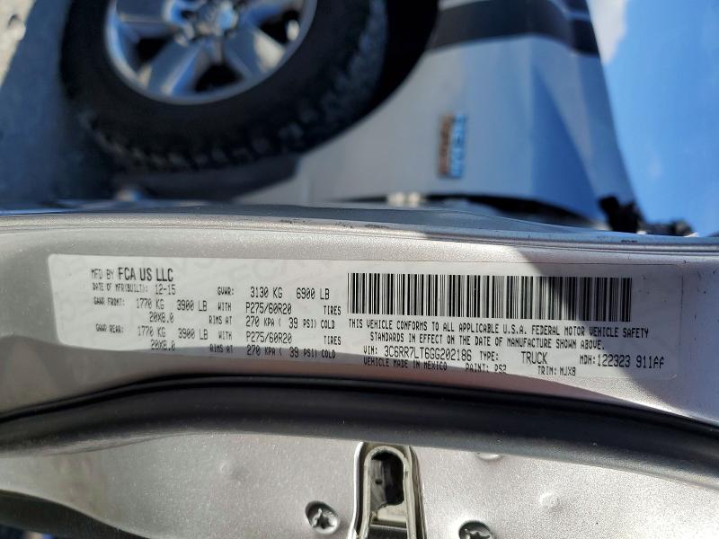 64820556 :رقم المزاد ، 3C6RR7LT6GG202186 vin ، 2016 Ram 1500 مزاد بيع