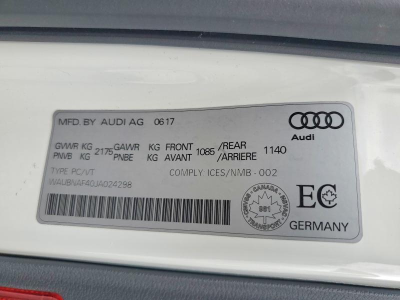 Aukcja sprzedaży 2018 Audi A4, vin: WAUBNAF40JA024298, numer aukcji: 64671646