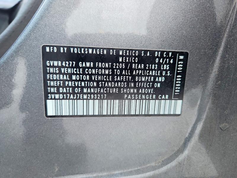 Продаж на аукціоні авто 2014 Volkswagen Jetta, vin: 3VWD17AJ7EM293217, номер лоту: 66311566