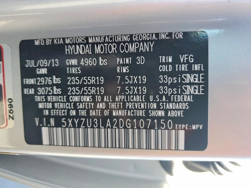 Продаж на аукціоні авто 2013 Hyundai Santa Fe Sport, vin: 5XYZU3LA2DG107150, номер лоту: 65036086