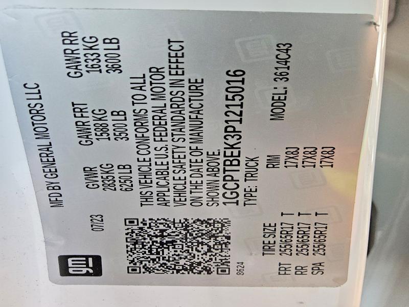 70690906 :رقم المزاد ، 1GCPTBEK3P1215016 vin ، 2023 Chevrolet Colorado مزاد بيع