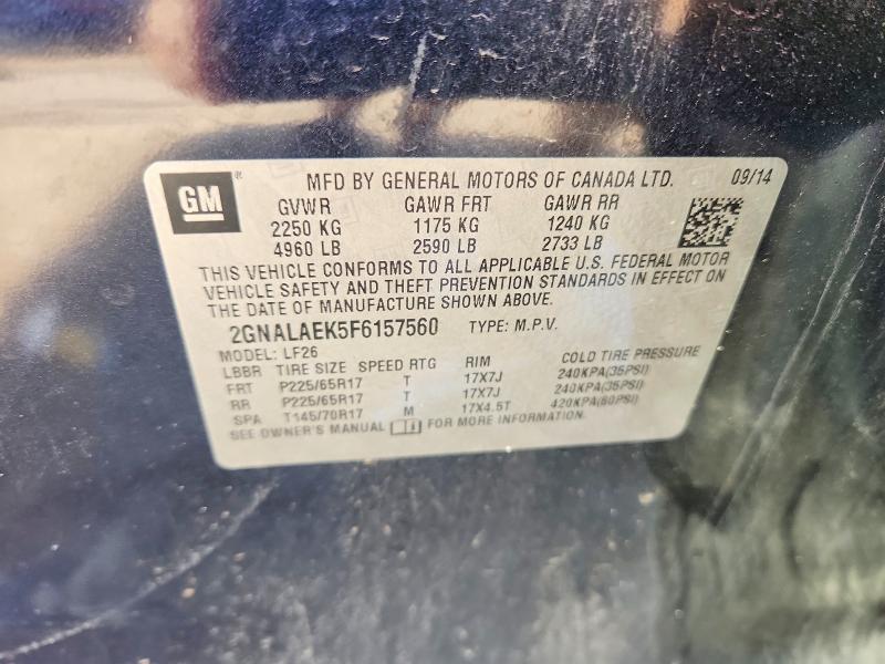 Aukcja sprzedaży 2015 Chevrolet Equinox, vin: 2GNALAEK5F6157560, numer aukcji: 63918746