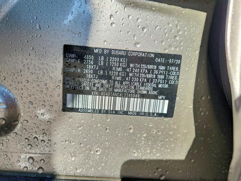 Aukcja sprzedaży 2020 Subaru Outback, vin: 4S4BTANC4L3245049, numer aukcji: 66243176