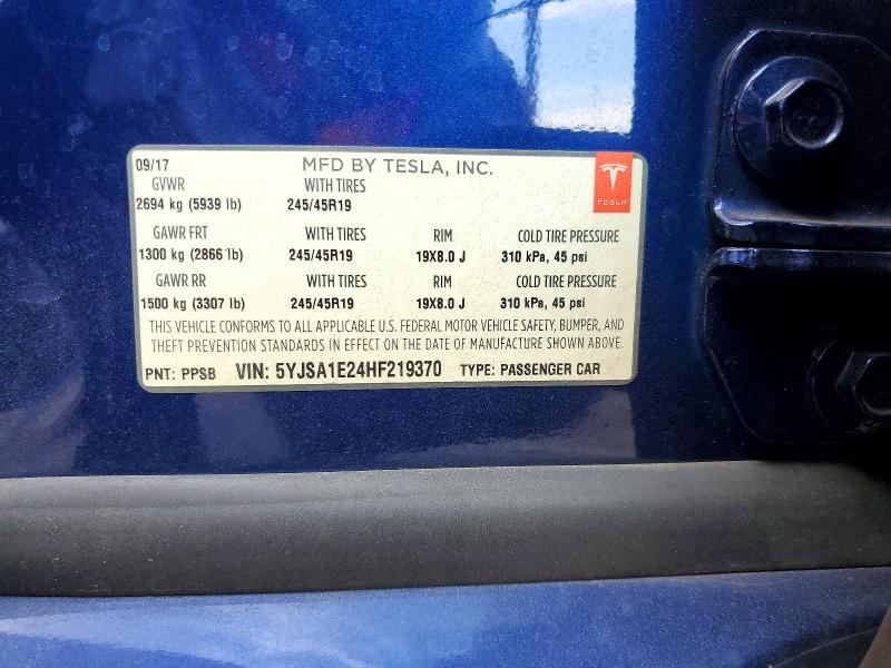 Aukcja sprzedaży 2017 Tesla Model S, vin: 5YJSA1E24HF219370, numer aukcji: 65868376