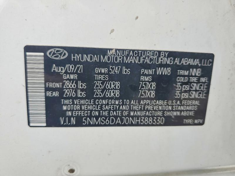 63399216 :رقم المزاد ، 5NMS6DAJ0NH388330 vin ، 2022 Hyundai Santa Fe مزاد بيع