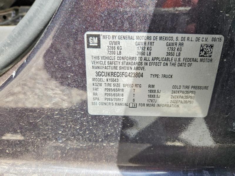 66110606 :رقم المزاد ، 3GCUKREC6FG423804 vin ، 2015 Chevrolet Silverado مزاد بيع