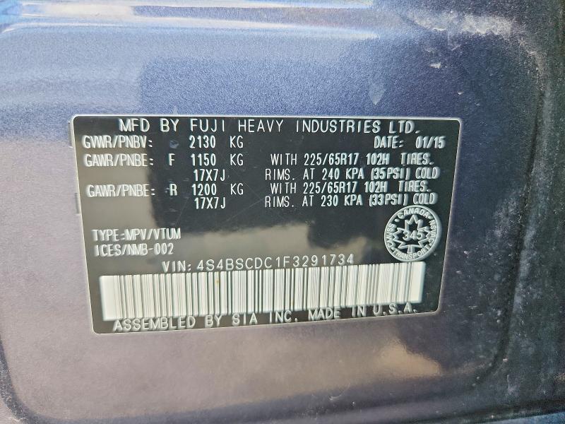 Продаж на аукціоні авто 2015 Subaru Outback, vin: 4S4BSCDC1F3291734, номер лоту: 64970936