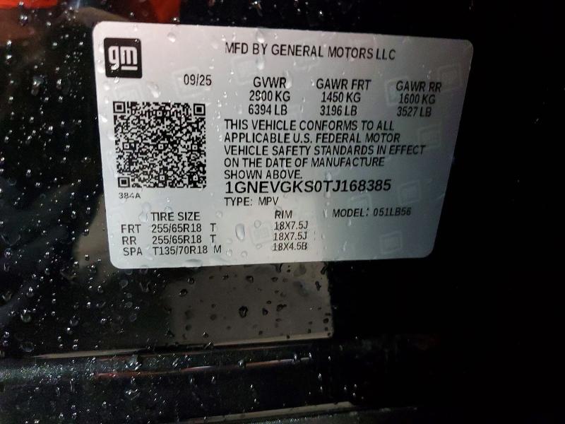 Aukcja sprzedaży 2026 Chevrolet Traverse, vin: 1GNEVGKS0TJ168385, numer aukcji: 63797546