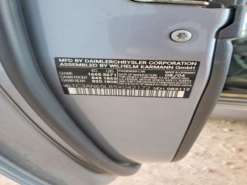 2005 Chrysler Crossfire მანქანა იყიდება აუქციონზე, vin: 1C3AN65L85X042172, აუქციონის ნომერი: 64266146