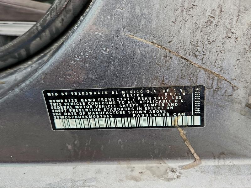 63527096 :رقم المزاد ، 3VWC57BU9KM057852 vin ، 2019 Volkswagen Jetta مزاد بيع