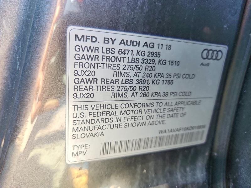 Продажа на аукционе авто 2019 Audi Q8, vin: WA1AVAF10KD018936, номер лота: 66905016