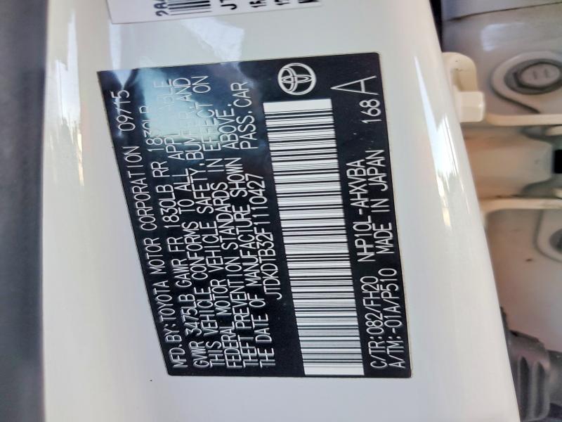 2015 Toyota Prius C მანქანა იყიდება აუქციონზე, vin: JTDKDTB32F1110427, აუქციონის ნომერი: 66727256