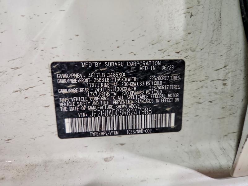2024 Subaru Crosstrek მანქანა იყიდება აუქციონზე, vin: JF2GUADC8R8247988, აუქციონის ნომერი: 64768266