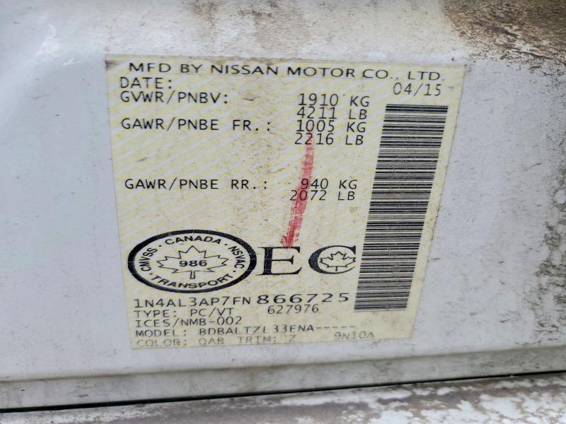 Aukcja sprzedaży 2015 Nissan Altima, vin: 1N4AL3AP7FN866725, numer aukcji: 64577176