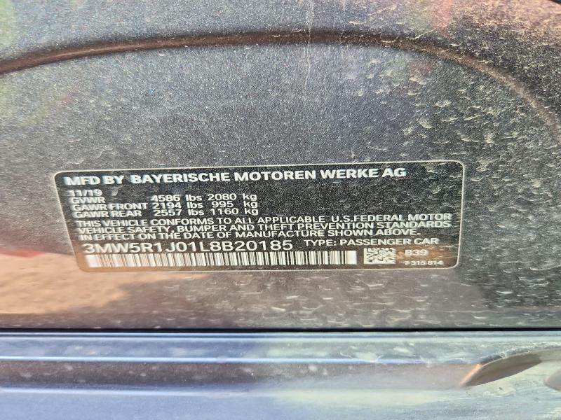 61647466 :رقم المزاد ، 3MW5R1J01L8B20185 vin ، 2020 Bmw 330i مزاد بيع