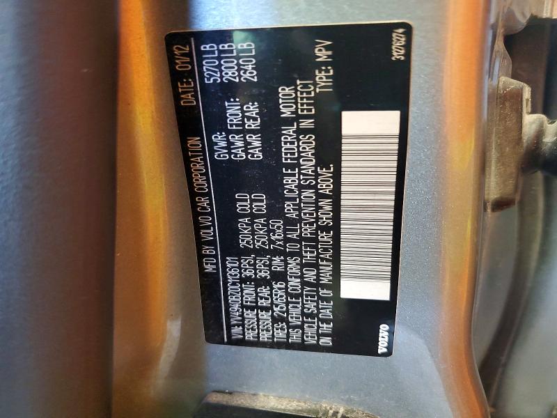 65719626 :رقم المزاد ، YV4940BZ0C1136101 vin ، 2012 Volvo Xc70 مزاد بيع
