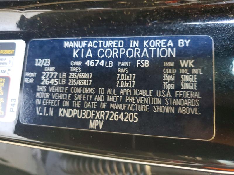 64994456 :رقم المزاد ، KNDPU3DFXR7264205 vin ، 2024 Kia Sportage مزاد بيع
