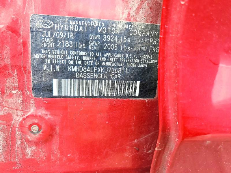 63497626 :رقم المزاد ، KMHD84LFXKU736811 vin ، 2019 Hyundai Elantra مزاد بيع